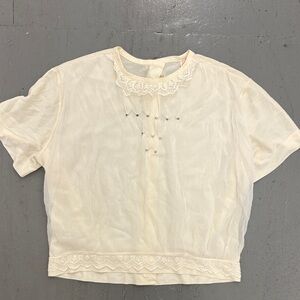 Vintage Chic Cream Lace Women's Blouse